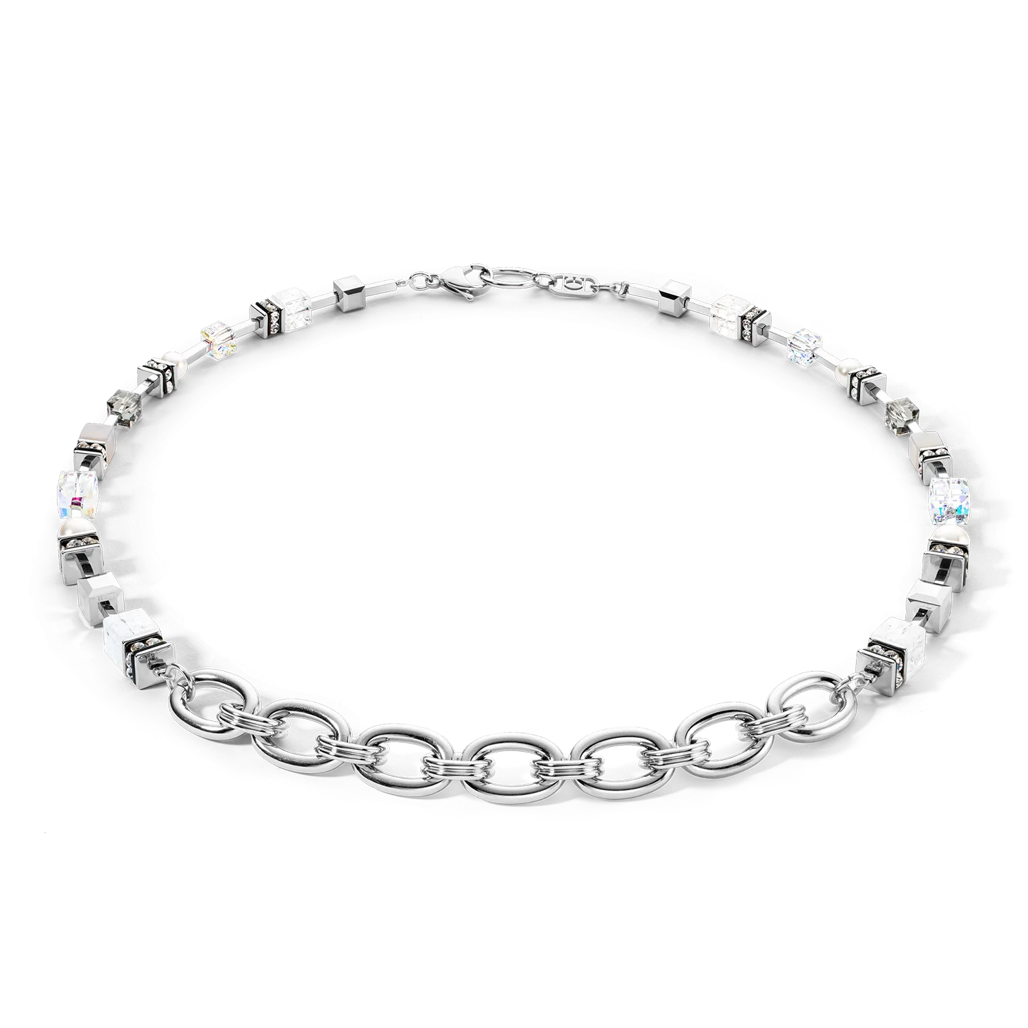 Necklace Chunky Chain & Cubes Runway Exlusive silver