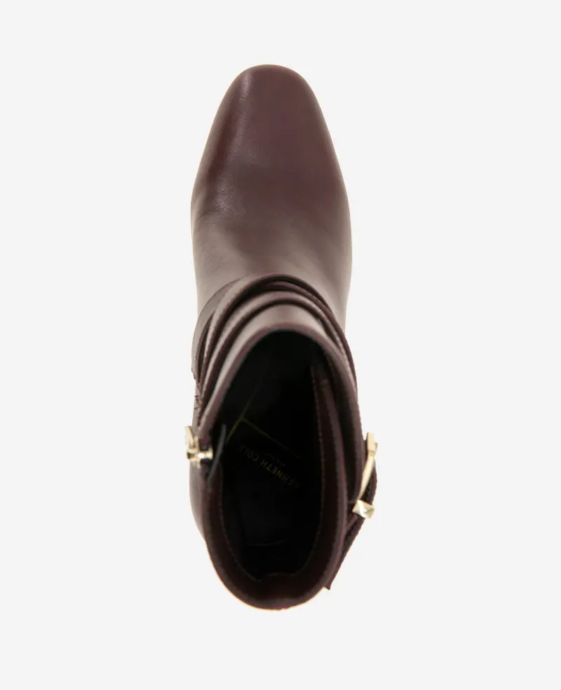 Nellie Leather Buckle Heel Bootie
