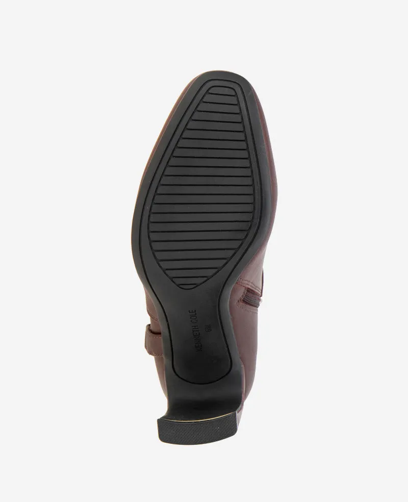 Nellie Leather Buckle Heel Bootie