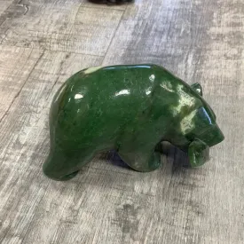 One of a Kind Jade Grizzly Bear Carving