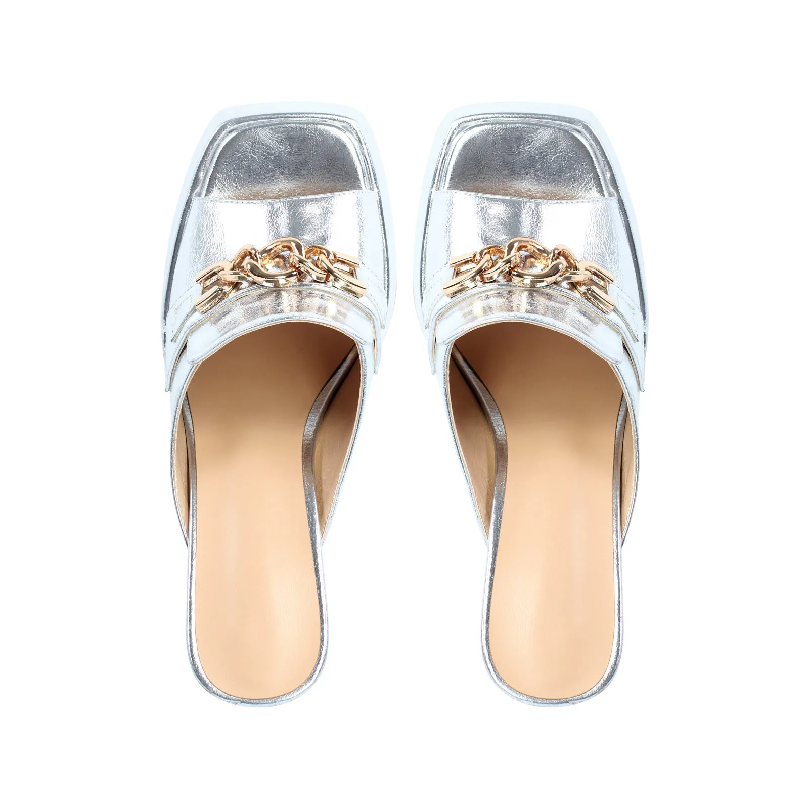 Open Toe Chunky Heel  Metal Chain Platform Sandals
