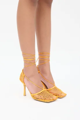 Orange Mesh Stretch Heel