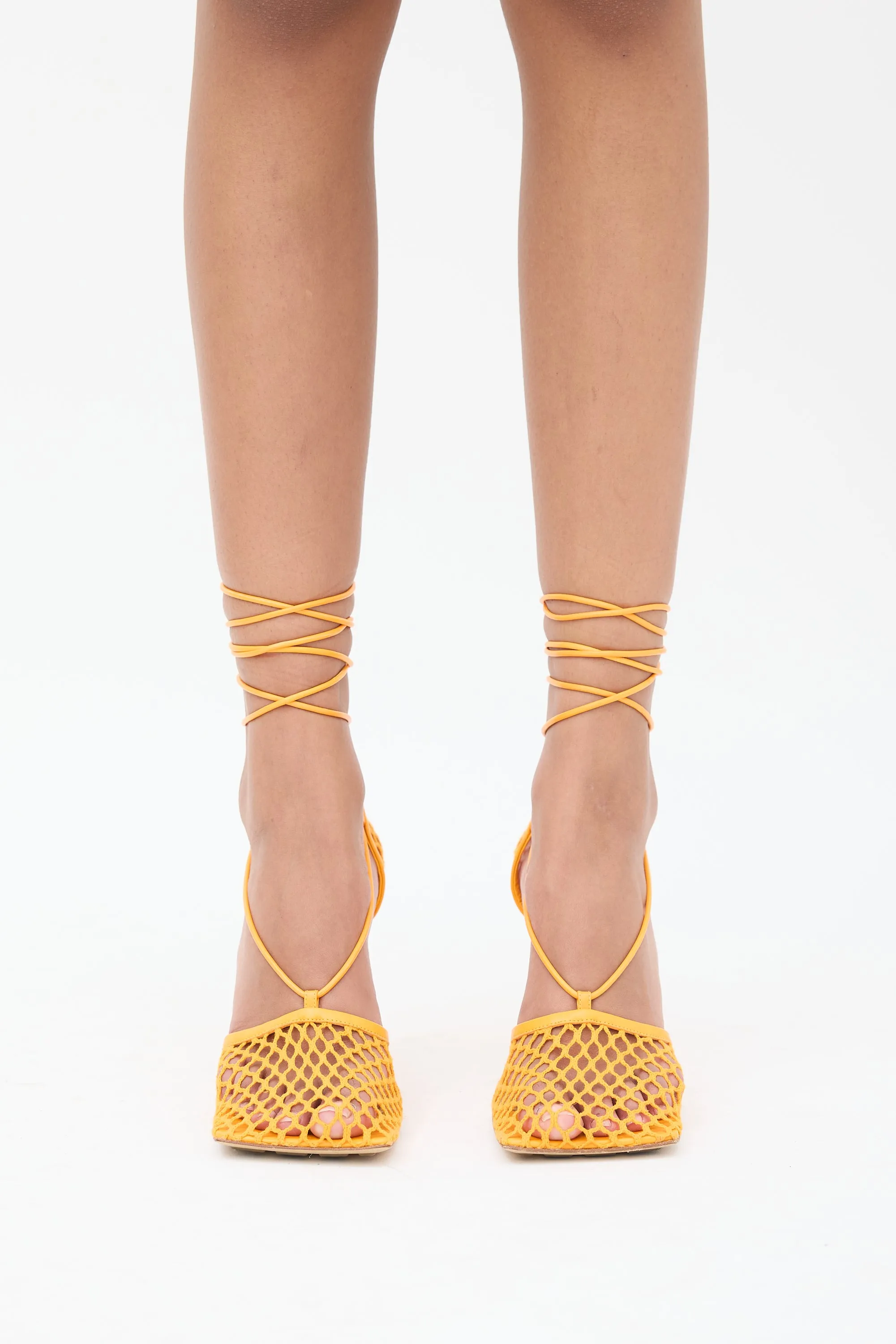 Orange Mesh Stretch Heel