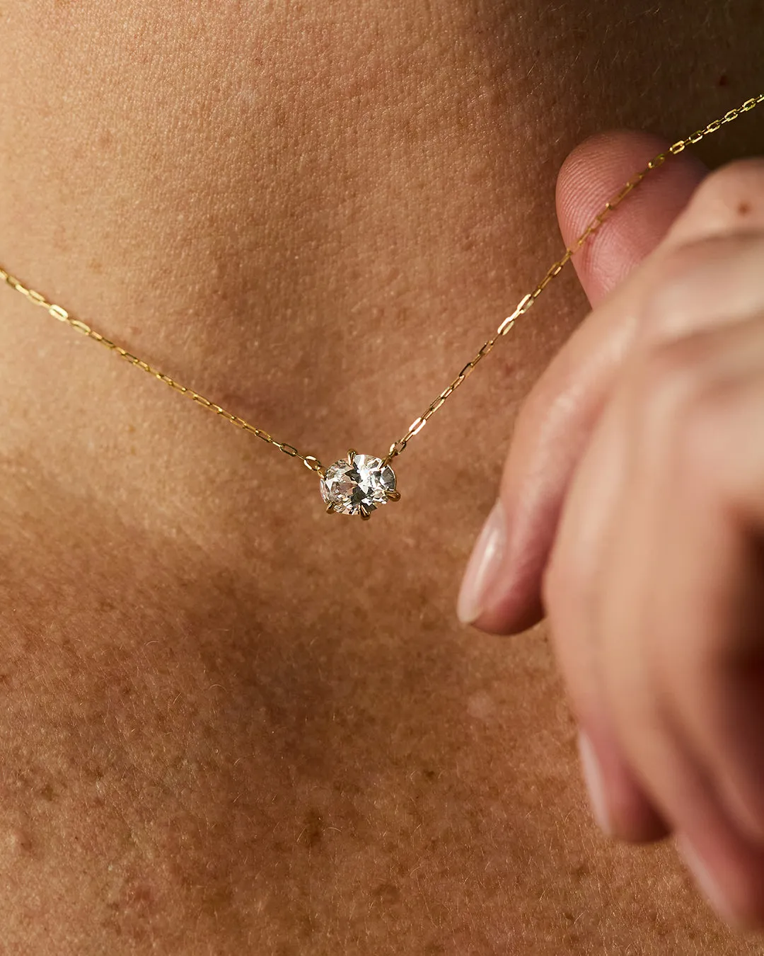 Oval Cut Diamond Solitaire Pendant