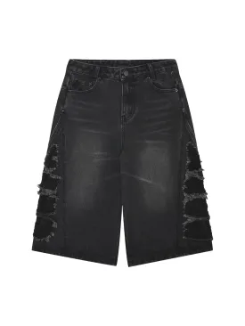 Patchwork Fur-trimmed Whiskered Jorts - 2040