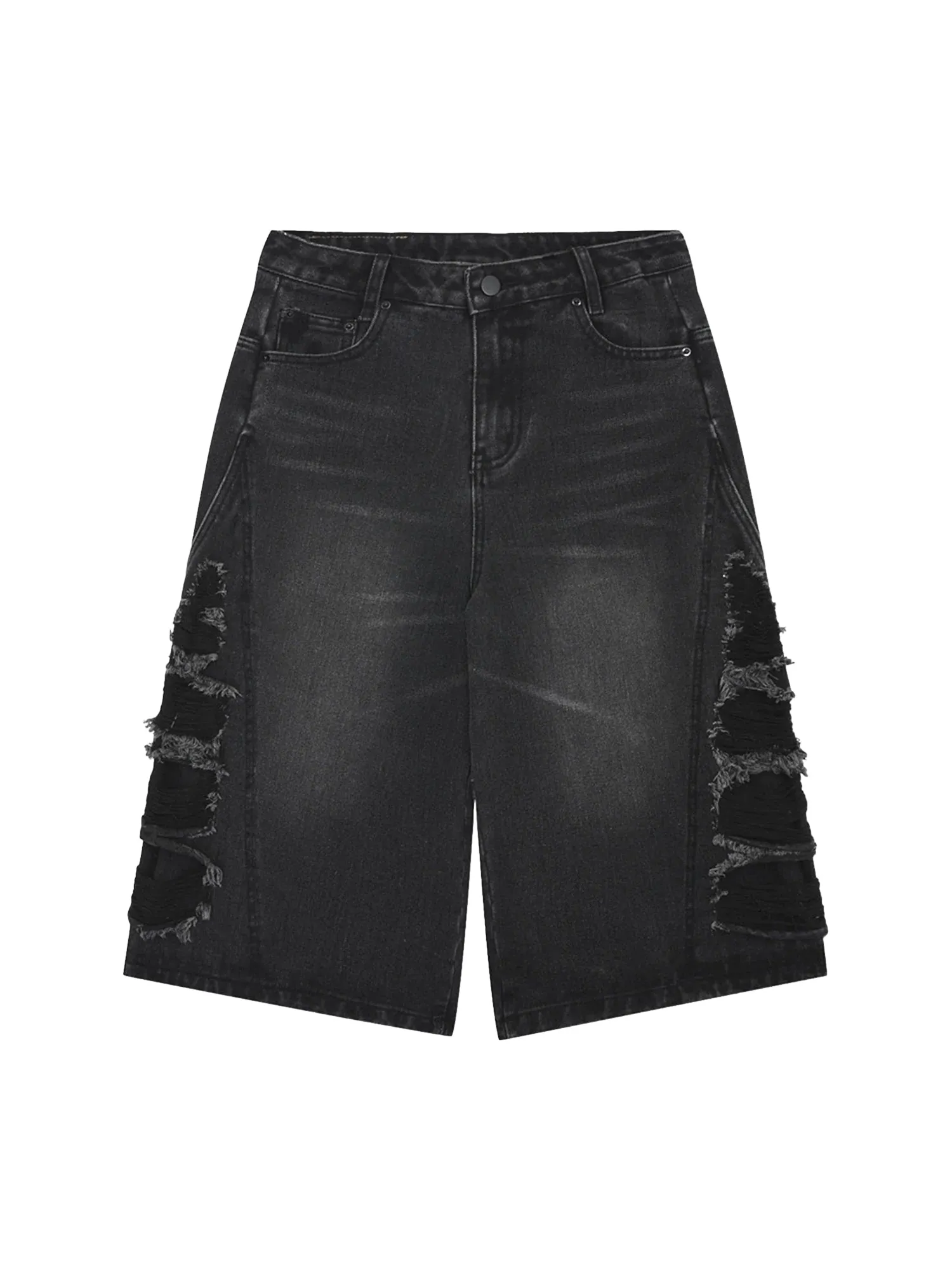 Patchwork Fur-trimmed Whiskered Jorts - 2040