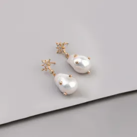 Pearl Baroque 14K Gold Vermeil Earrings