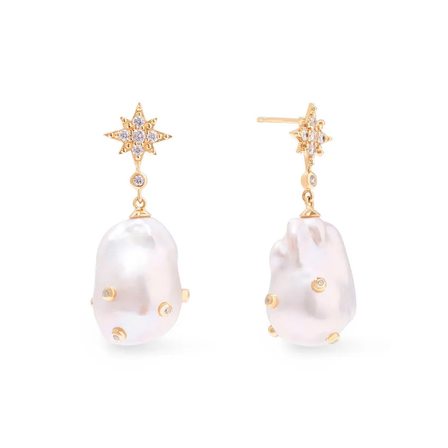 Pearl Baroque 14K Gold Vermeil Earrings