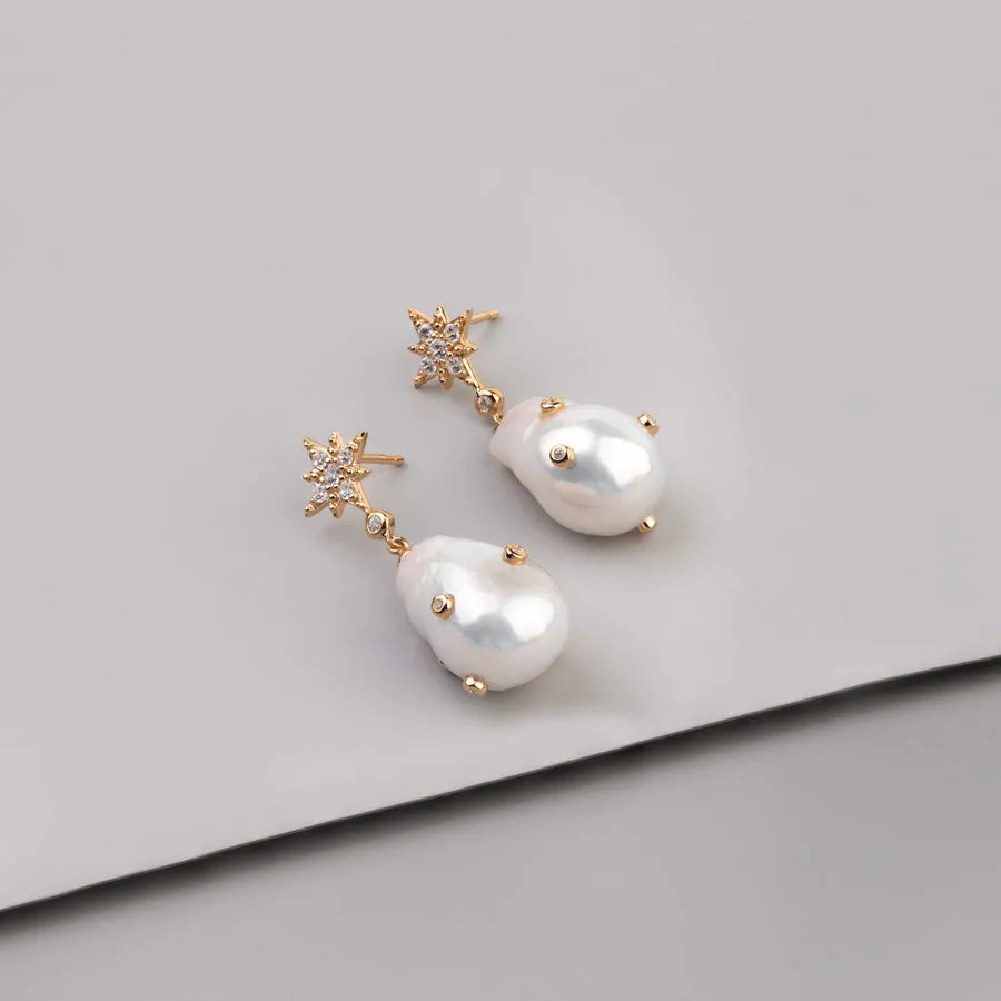 Pearl Baroque 14K Gold Vermeil Earrings