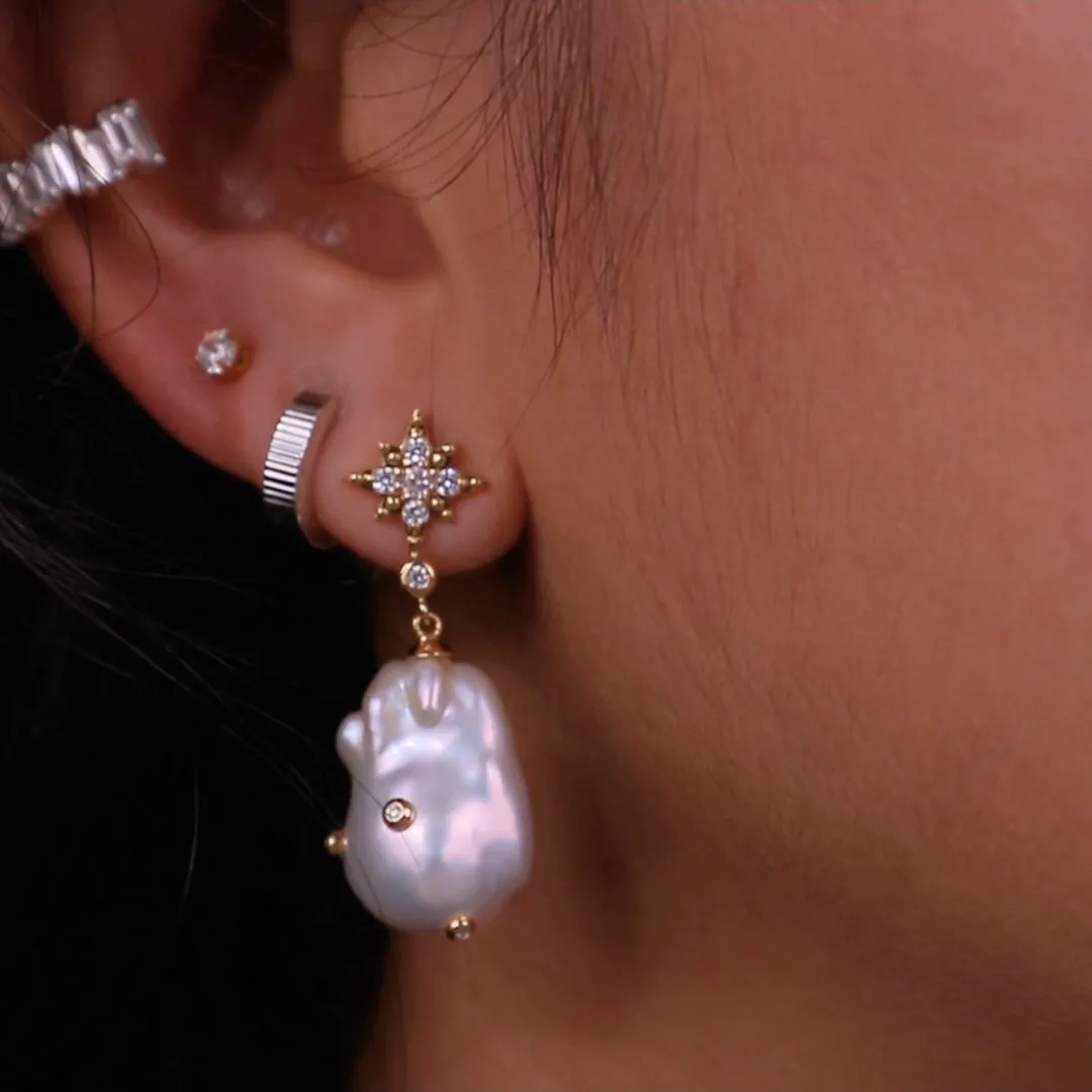Pearl Baroque 14K Gold Vermeil Earrings