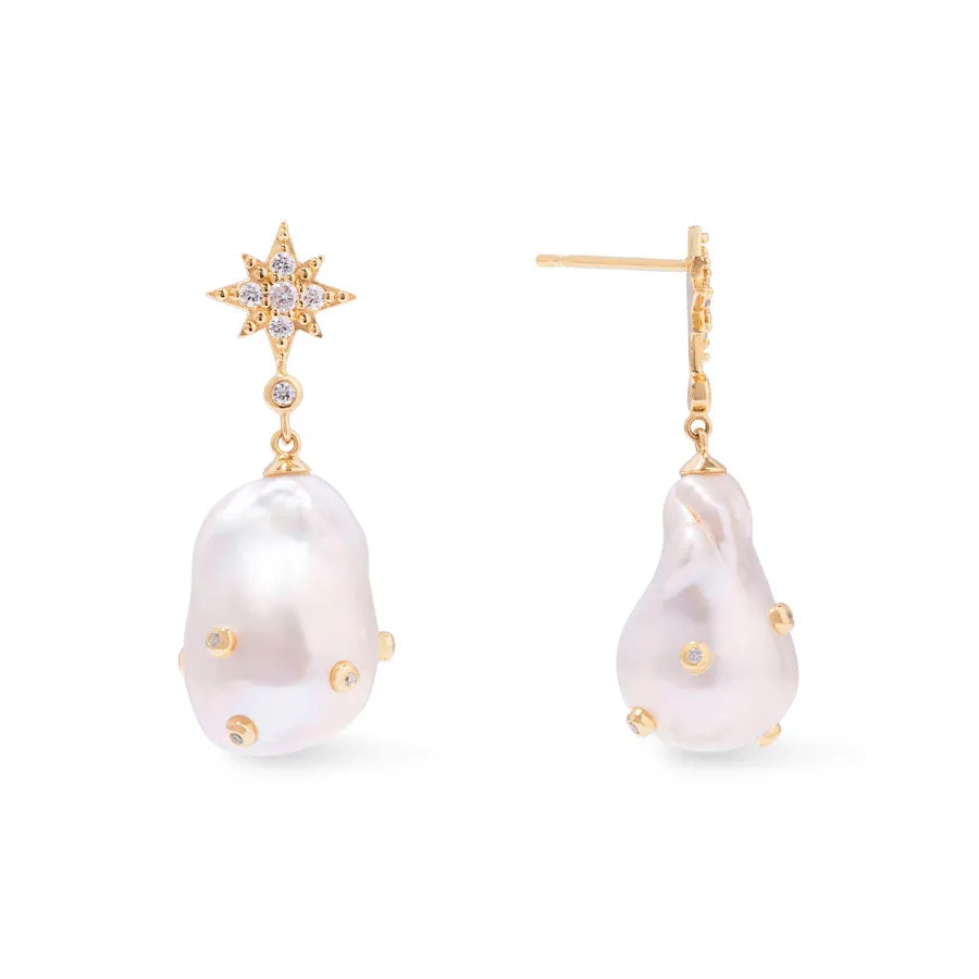 Pearl Baroque 14K Gold Vermeil Earrings