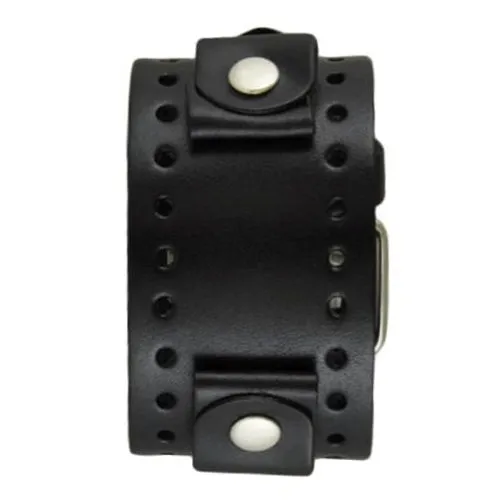 Perforated Black Leather Cuff