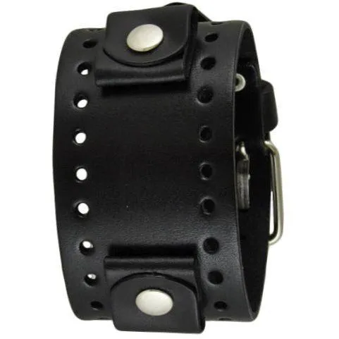 Perforated Black Leather Cuff