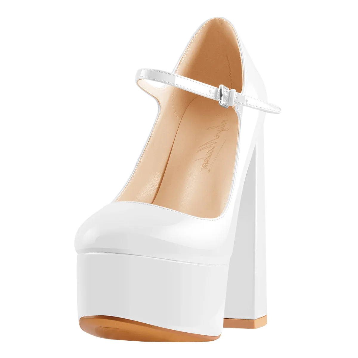 Platform Pointed Toe Chunky Square High Heels Pumps