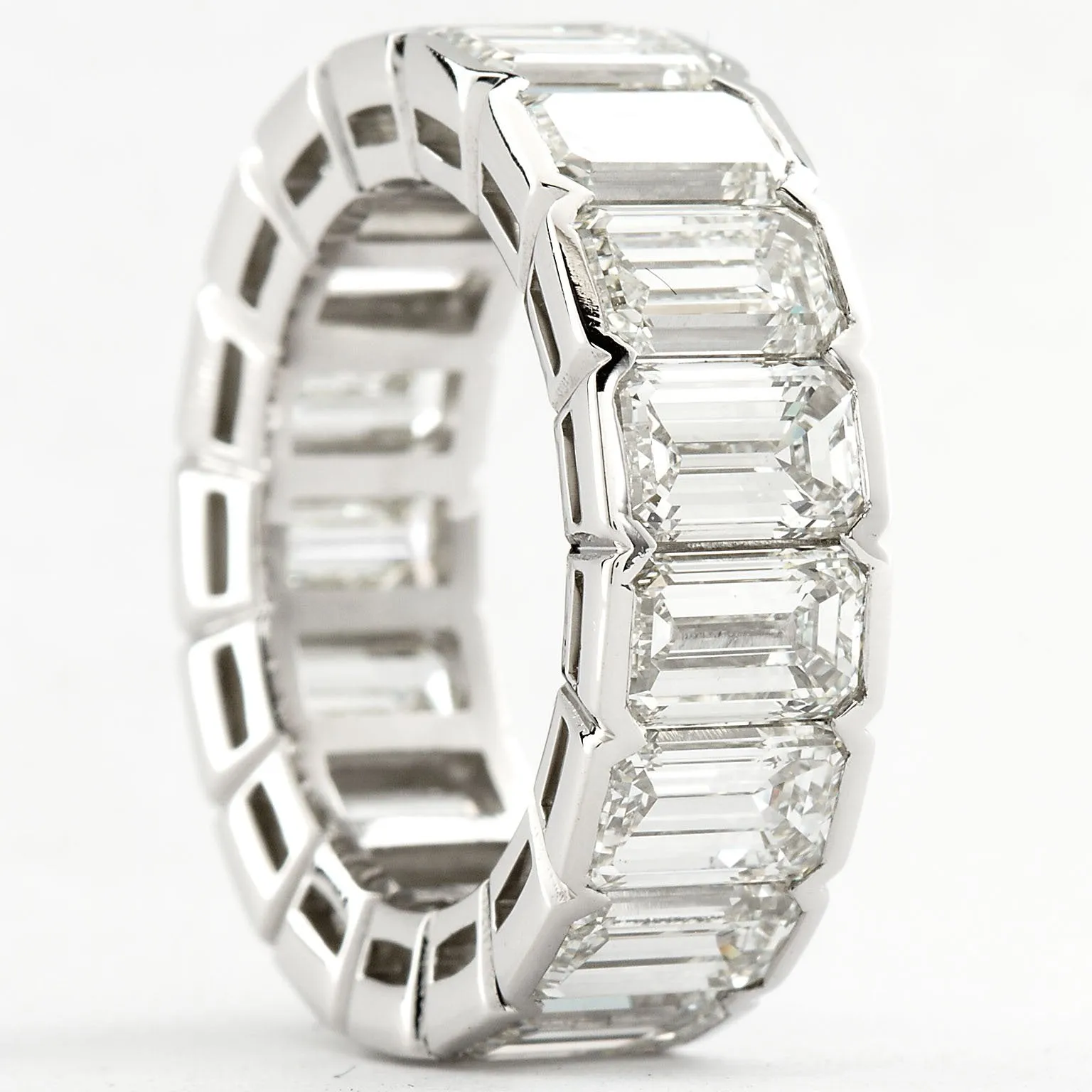 Platinum Emerald Cut Diamond Eternity Band 17 Diamonds 12.00 Carats GIA Certs