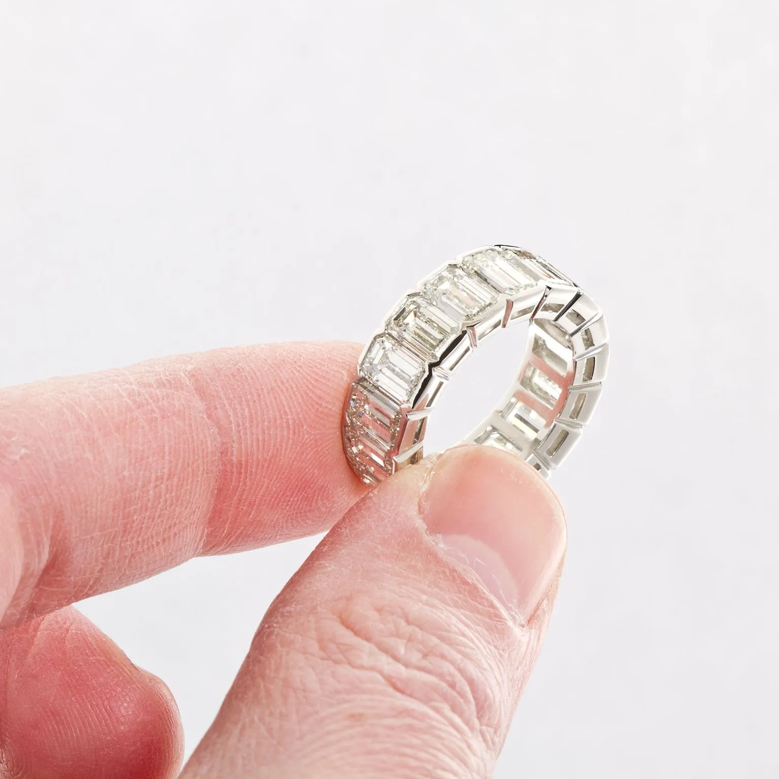 Platinum Emerald Cut Diamond Eternity Band 17 Diamonds 12.00 Carats GIA Certs