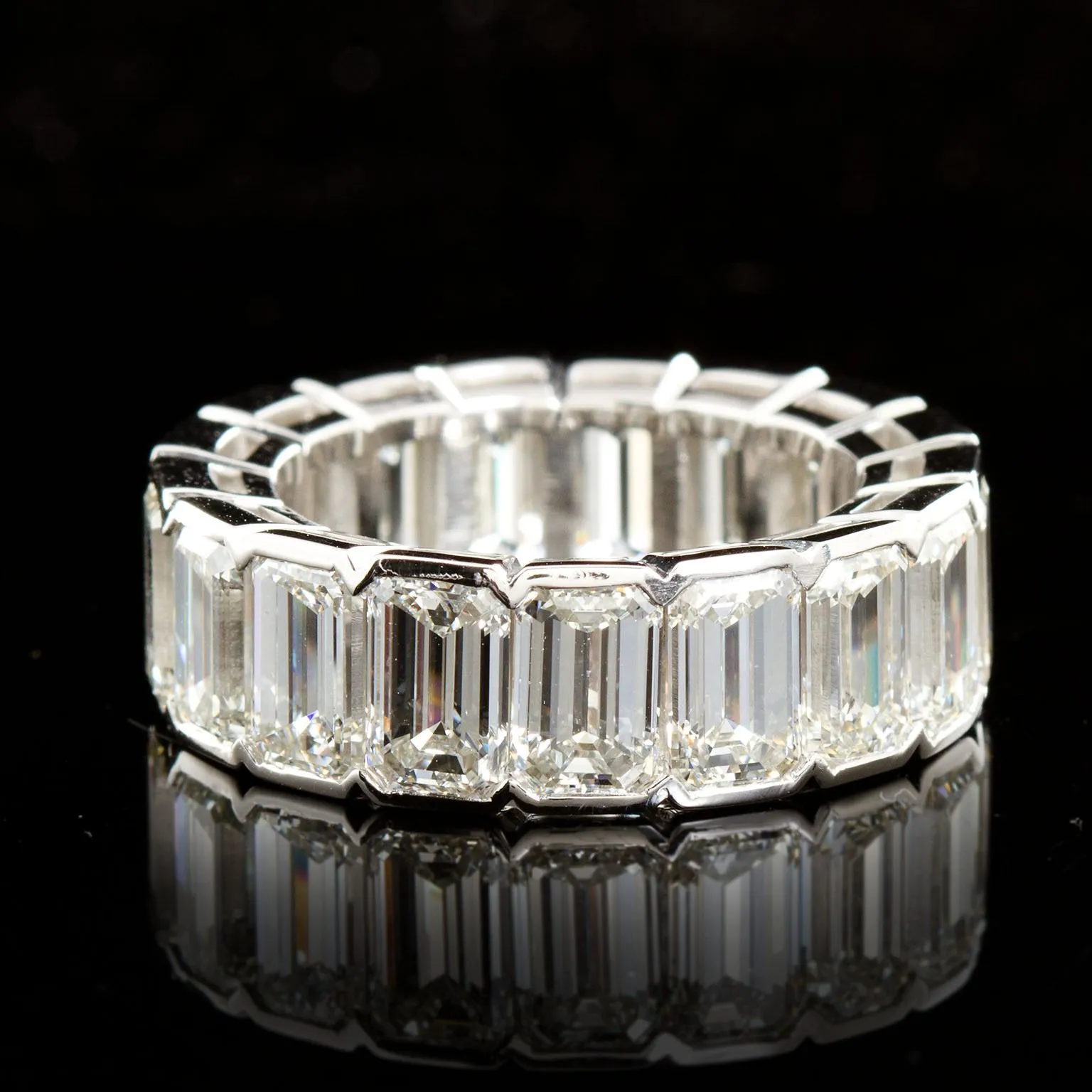Platinum Emerald Cut Diamond Eternity Band 17 Diamonds 12.00 Carats GIA Certs