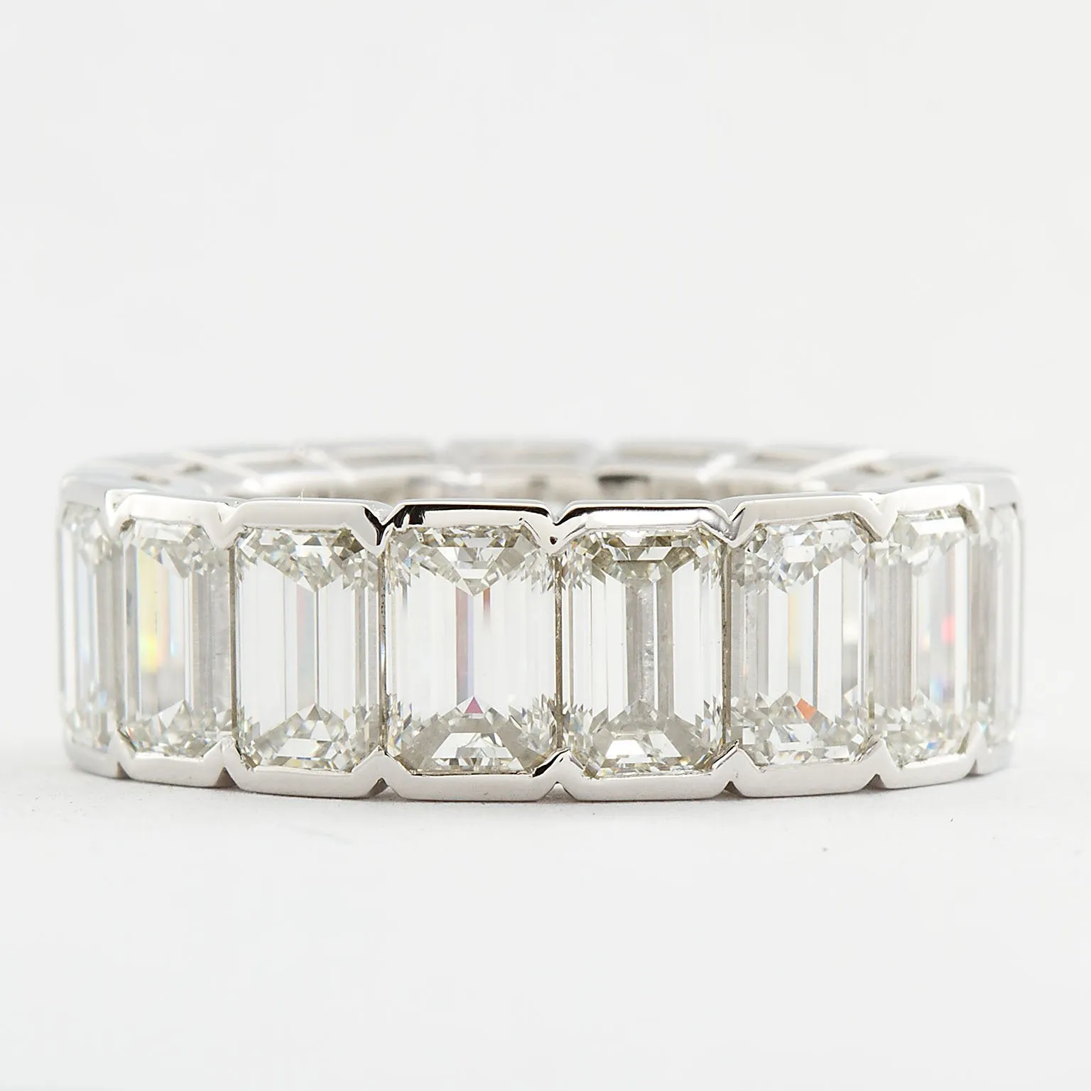 Platinum Emerald Cut Diamond Eternity Band 17 Diamonds 12.00 Carats GIA Certs