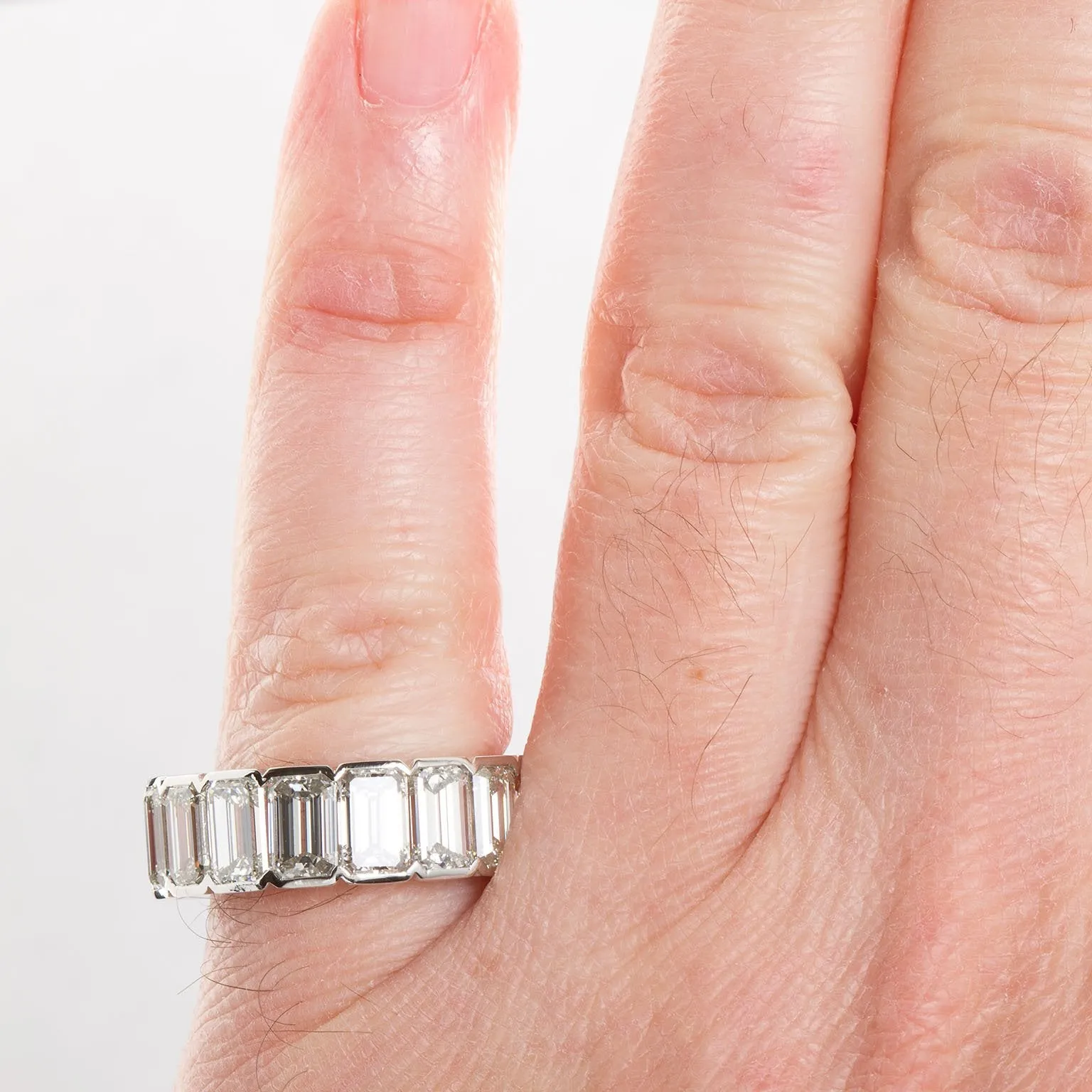 Platinum Emerald Cut Diamond Eternity Band 17 Diamonds 12.00 Carats GIA Certs