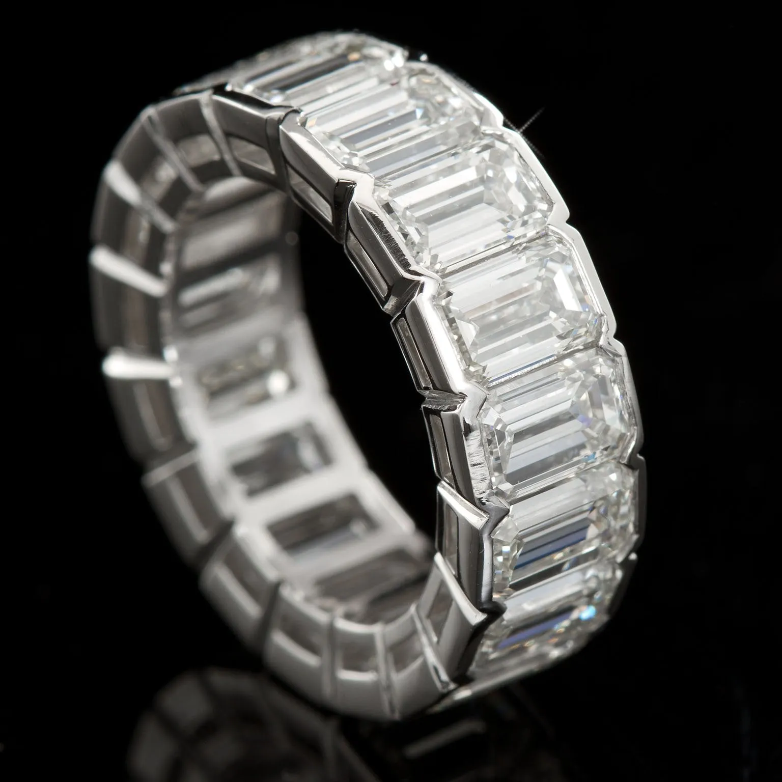 Platinum Emerald Cut Diamond Eternity Band 17 Diamonds 12.00 Carats GIA Certs