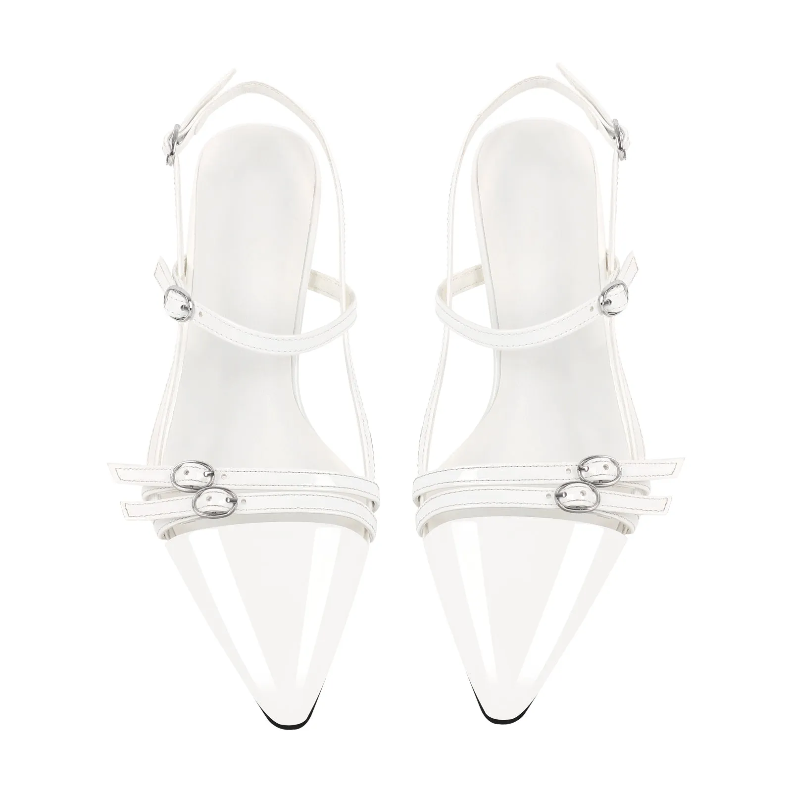 Pointed Toe Hollow Buckle Slingback Pumps
