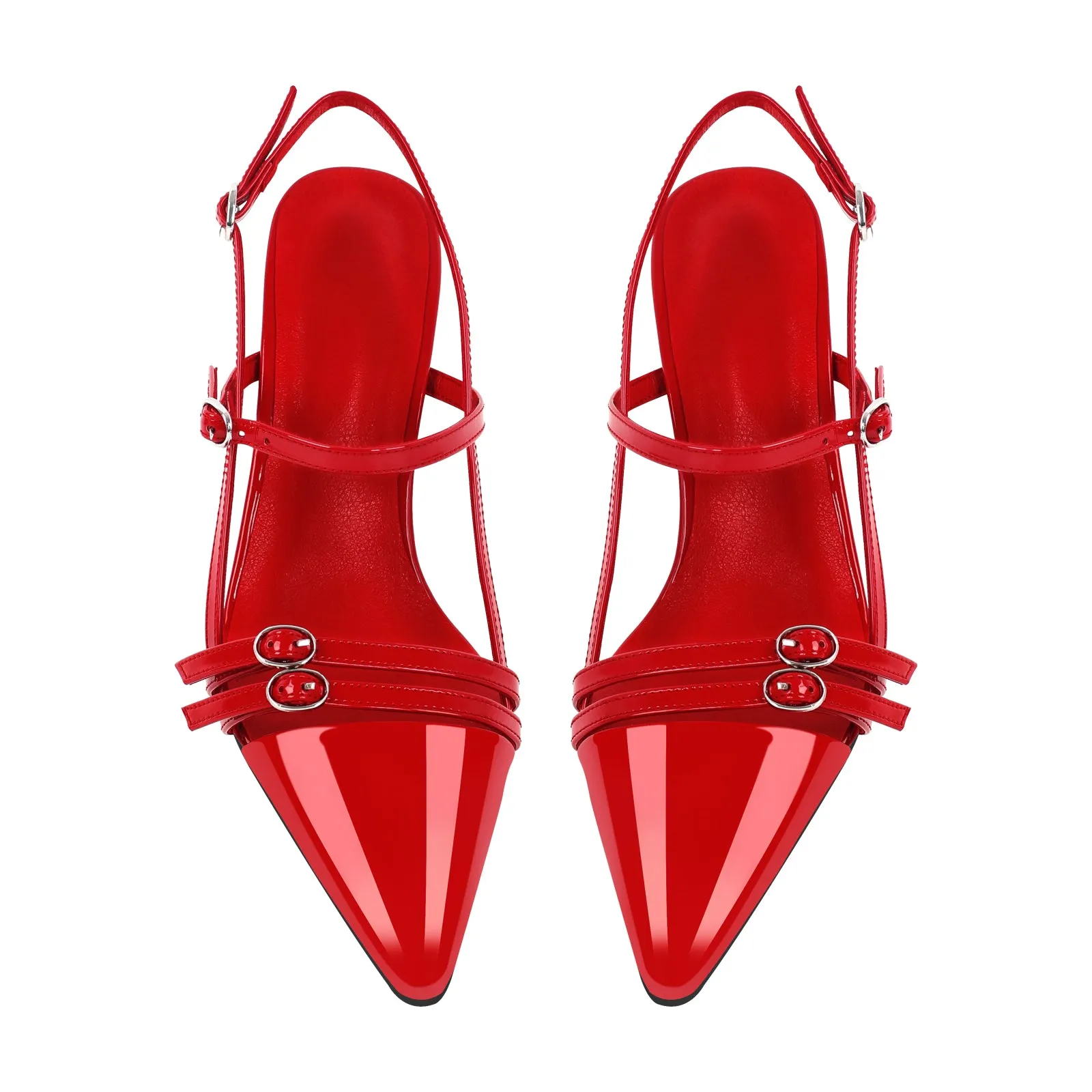 Pointed Toe Hollow Buckle Slingback Pumps