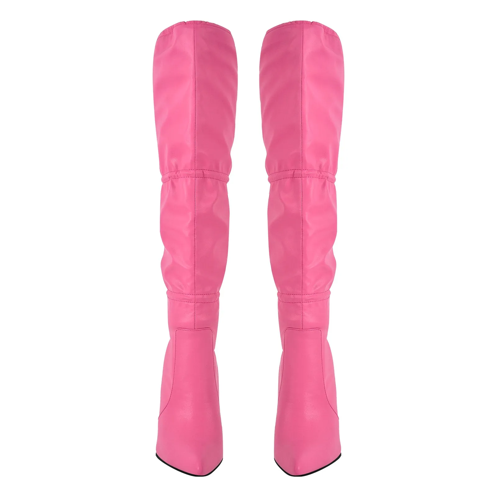 Pointed Toe Lace-up Stiletto Knee High Boots