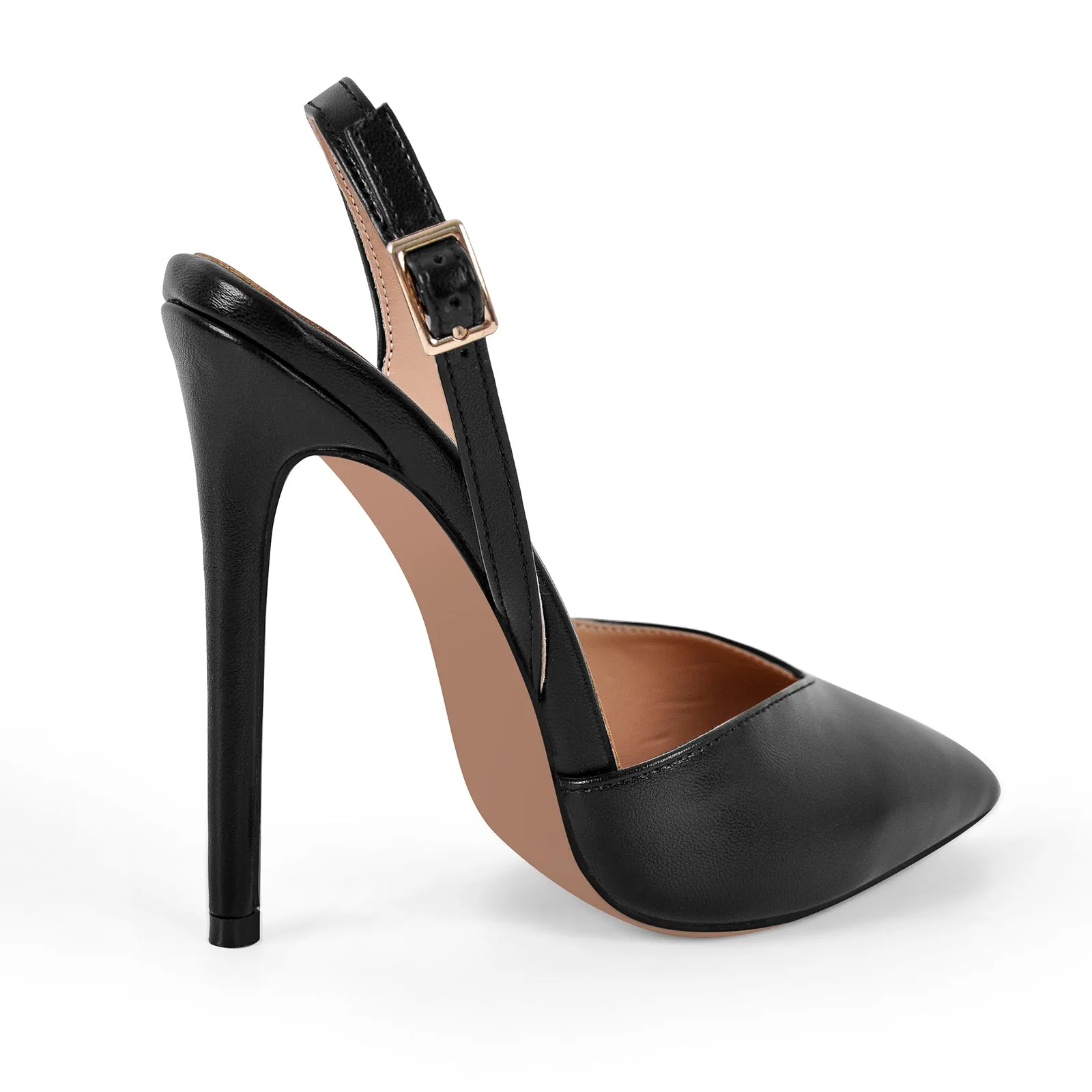 Pointed Toe Side Cut Stiletto Slingback Pumps