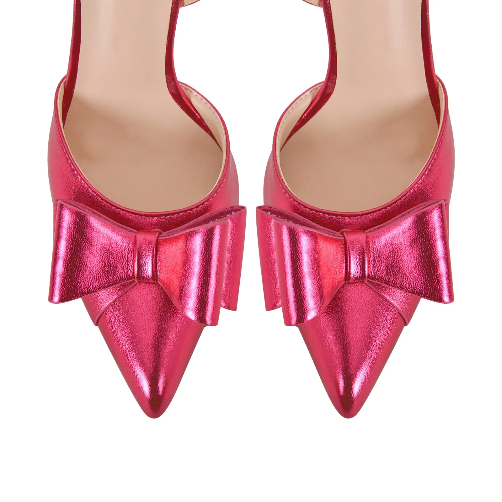 Pointed Toe Stiletto Slingback Bow Pumps