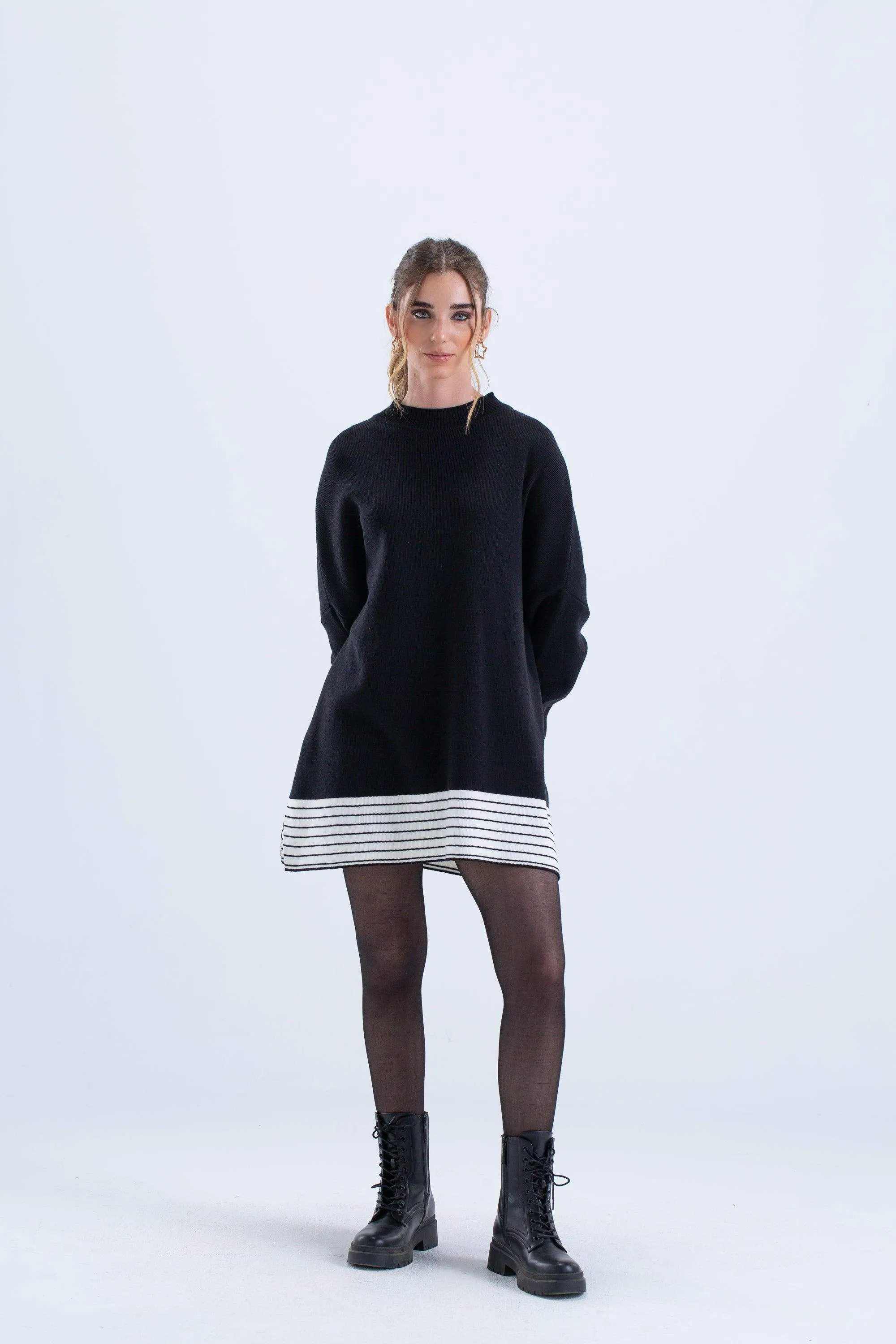 Poncho with White Striped End