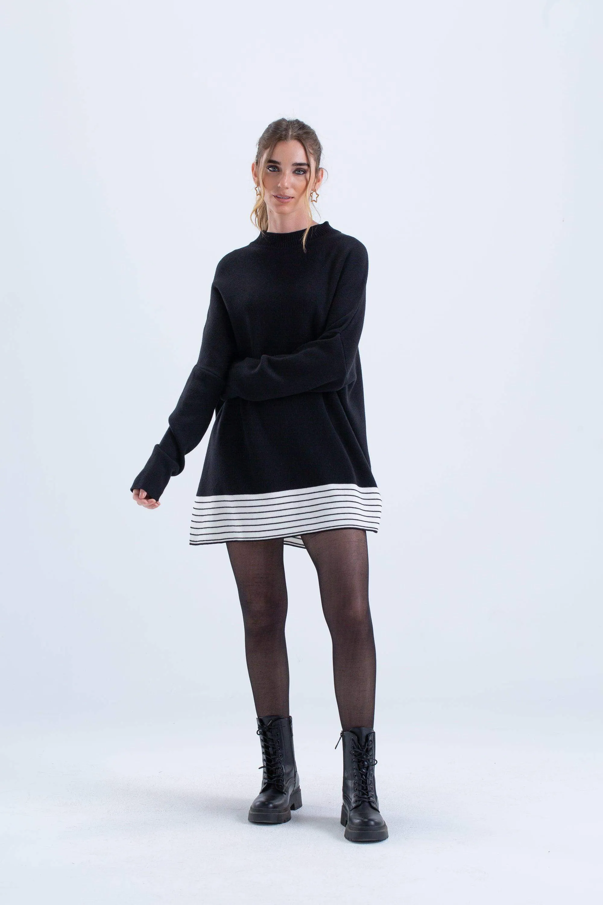 Poncho with White Striped End