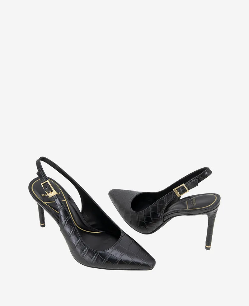 Quinnly Leather Croco Heel Slingback