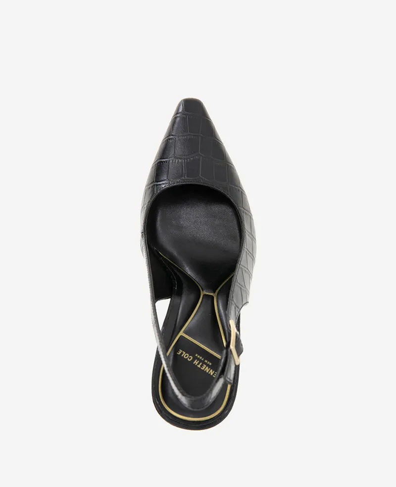 Quinnly Leather Croco Heel Slingback