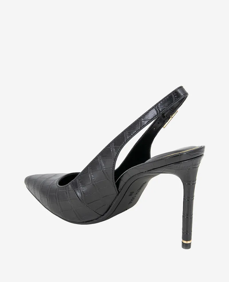 Quinnly Leather Croco Heel Slingback