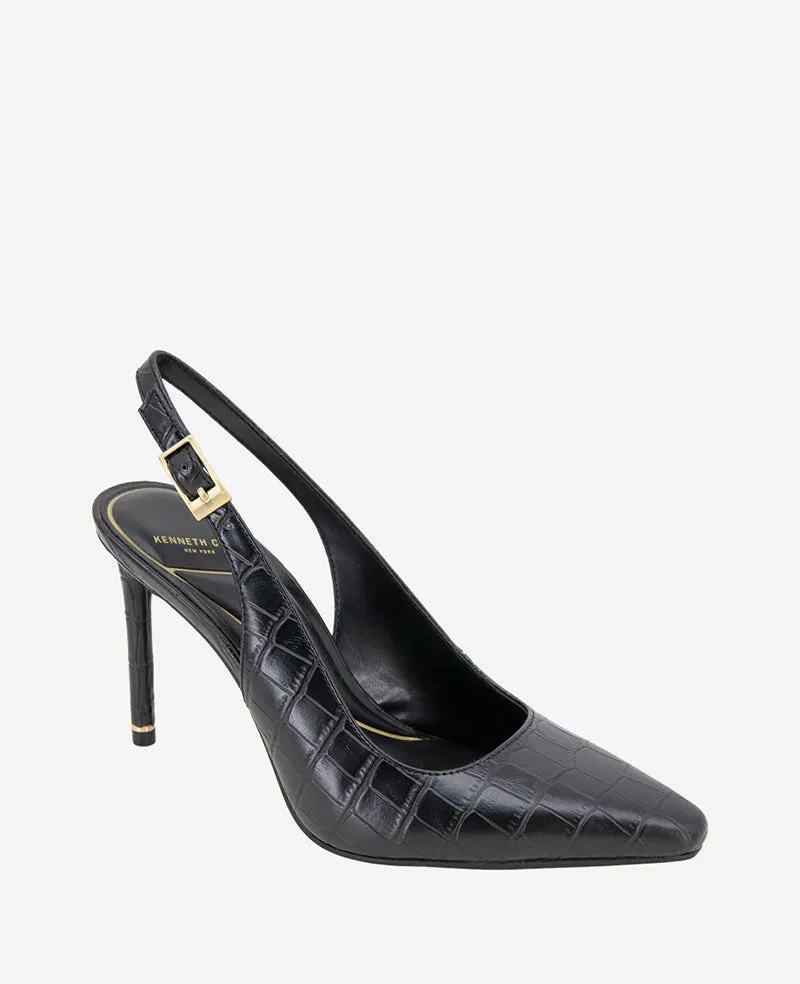 Quinnly Leather Croco Heel Slingback