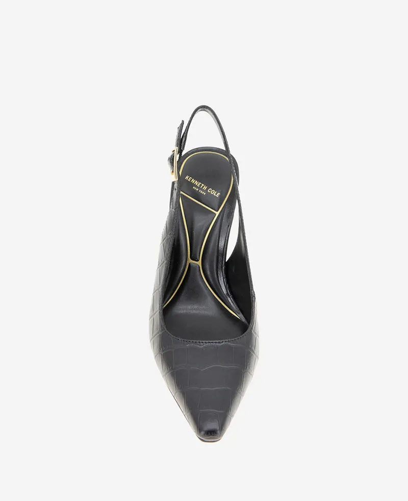 Quinnly Leather Croco Heel Slingback