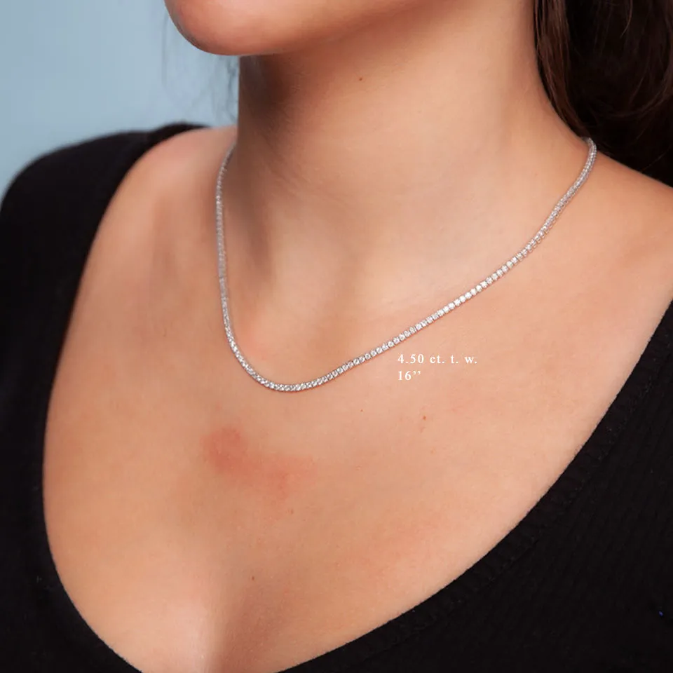 Ready to Ship Diamond Tennis Necklace (4.50 ct.) 1.7 mm 4-Prongs Setting in 14K Gold