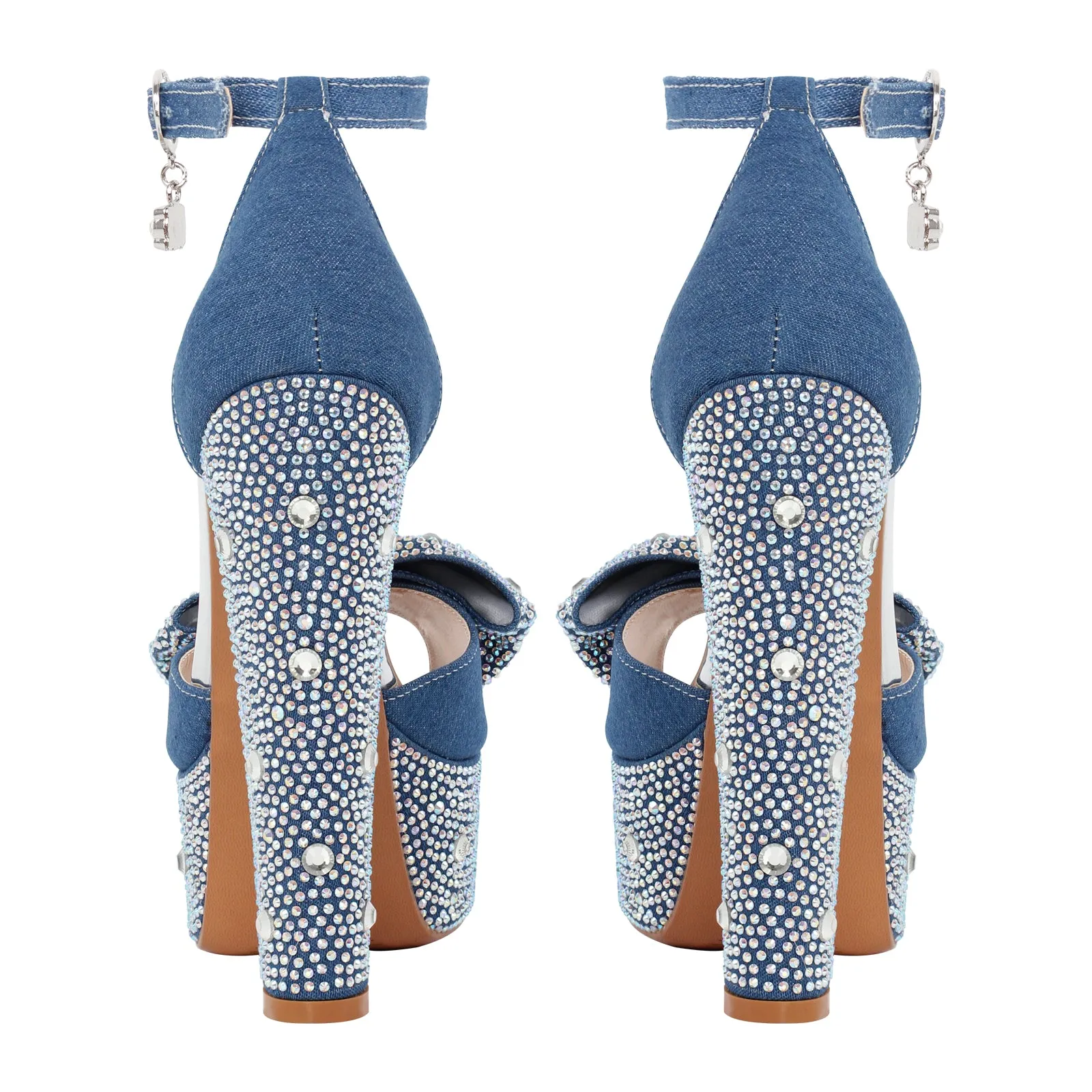 Rhinestone Bow Peep Toe High Heel Sandals