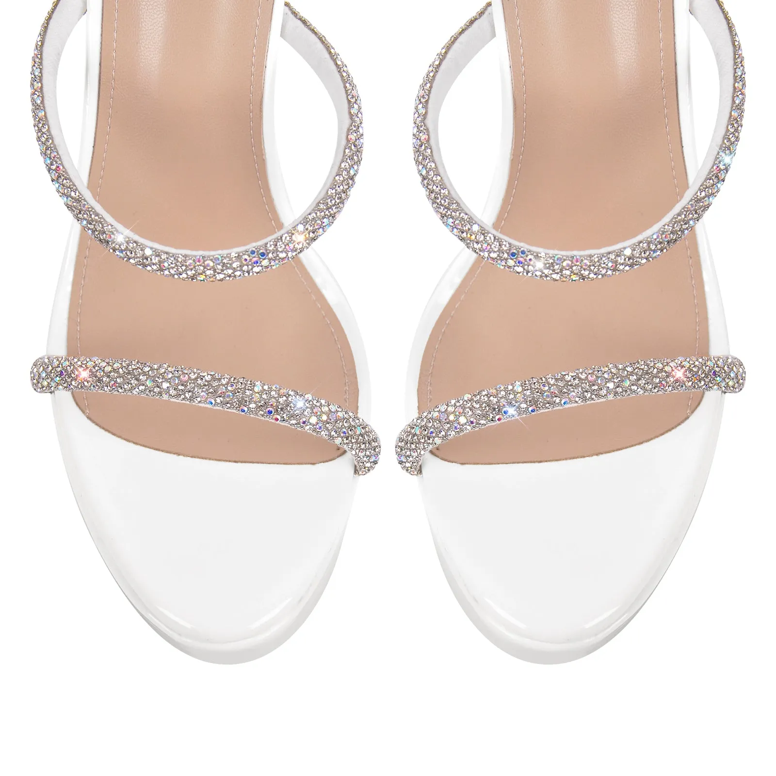 Rhinestone Open Toe Stiletto Platform Sandals