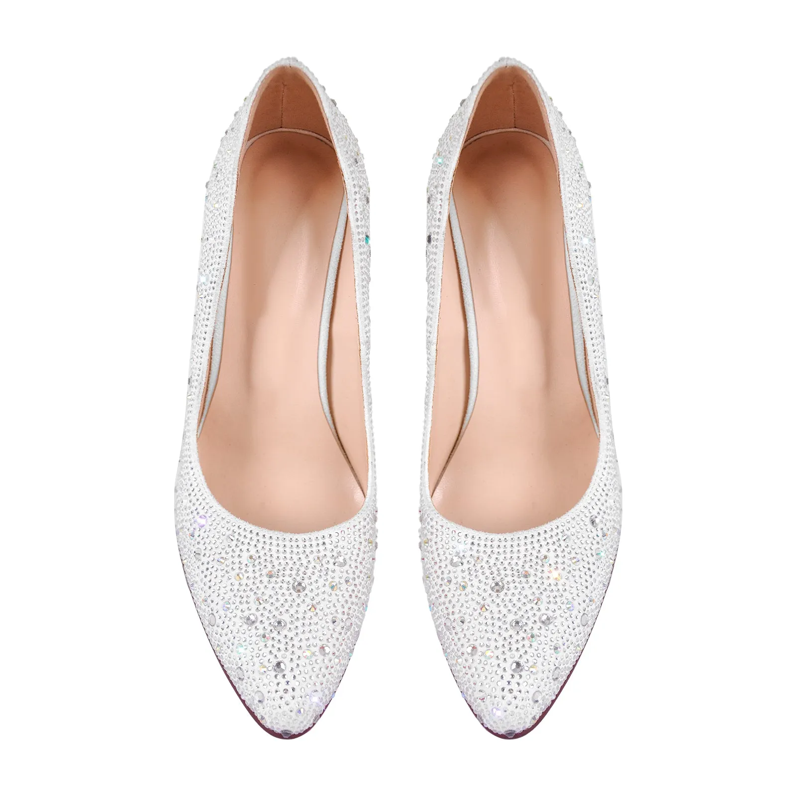 Rhinestone Pointed Toe Wedge Heel Pumps