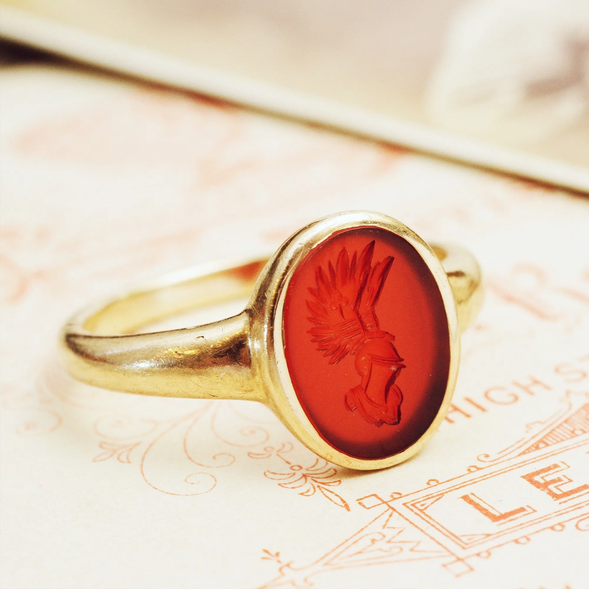Roman Styled Carnelian Intaglio Ring