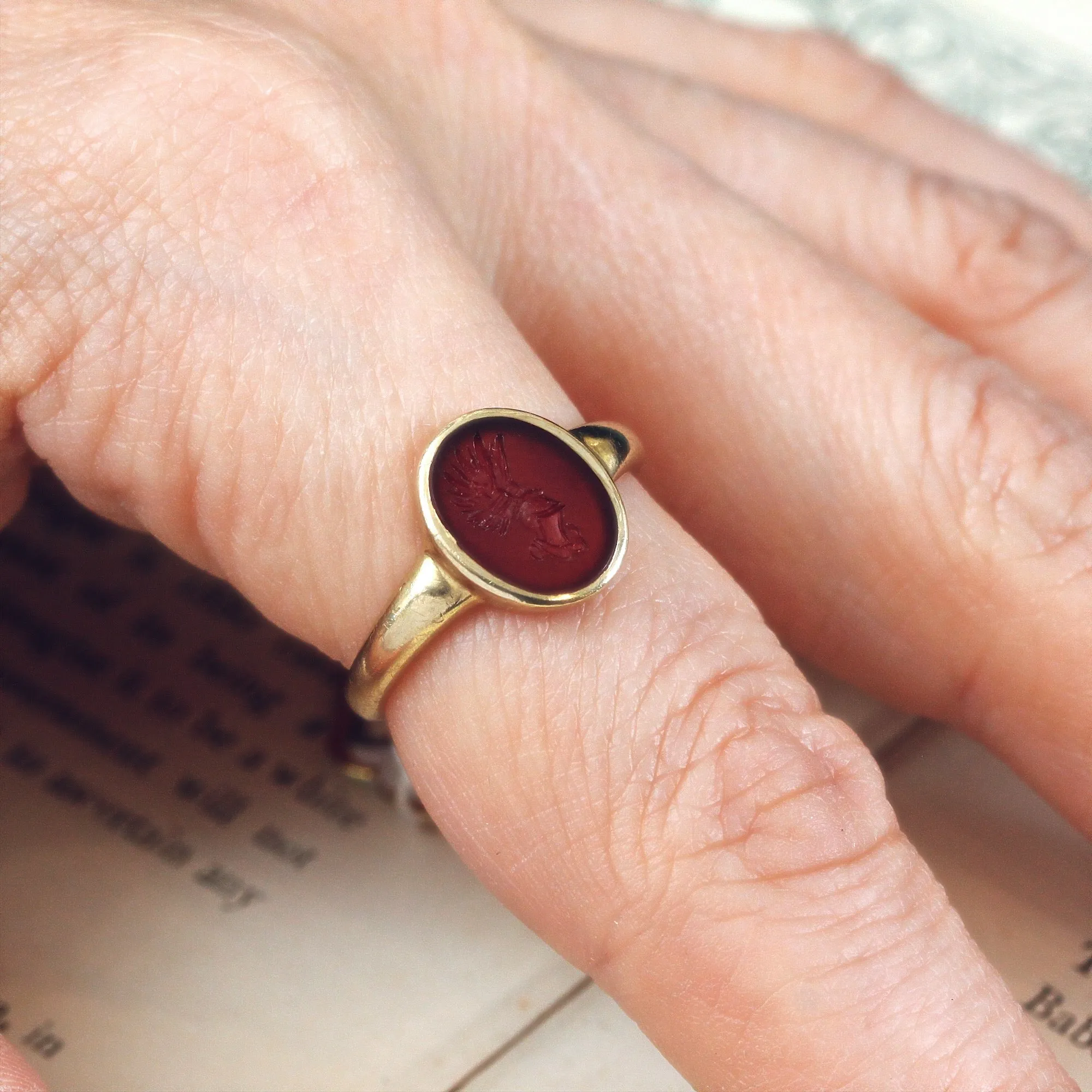 Roman Styled Carnelian Intaglio Ring
