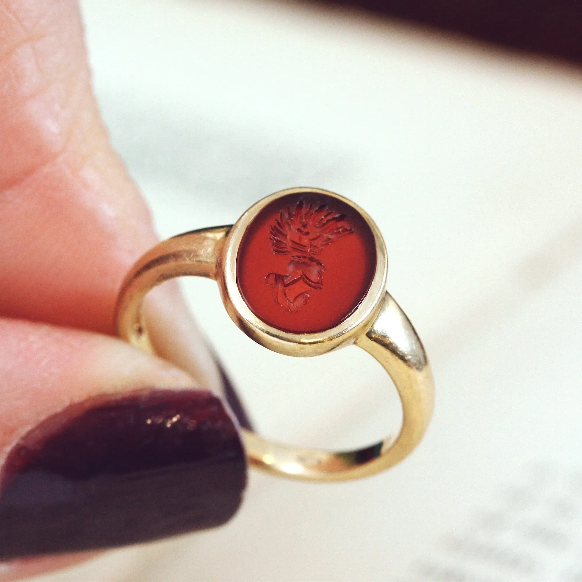 Roman Styled Carnelian Intaglio Ring