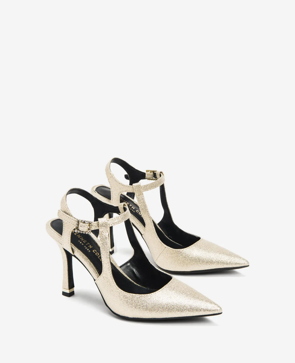 Romi Metallic Ankle Heel Slingback