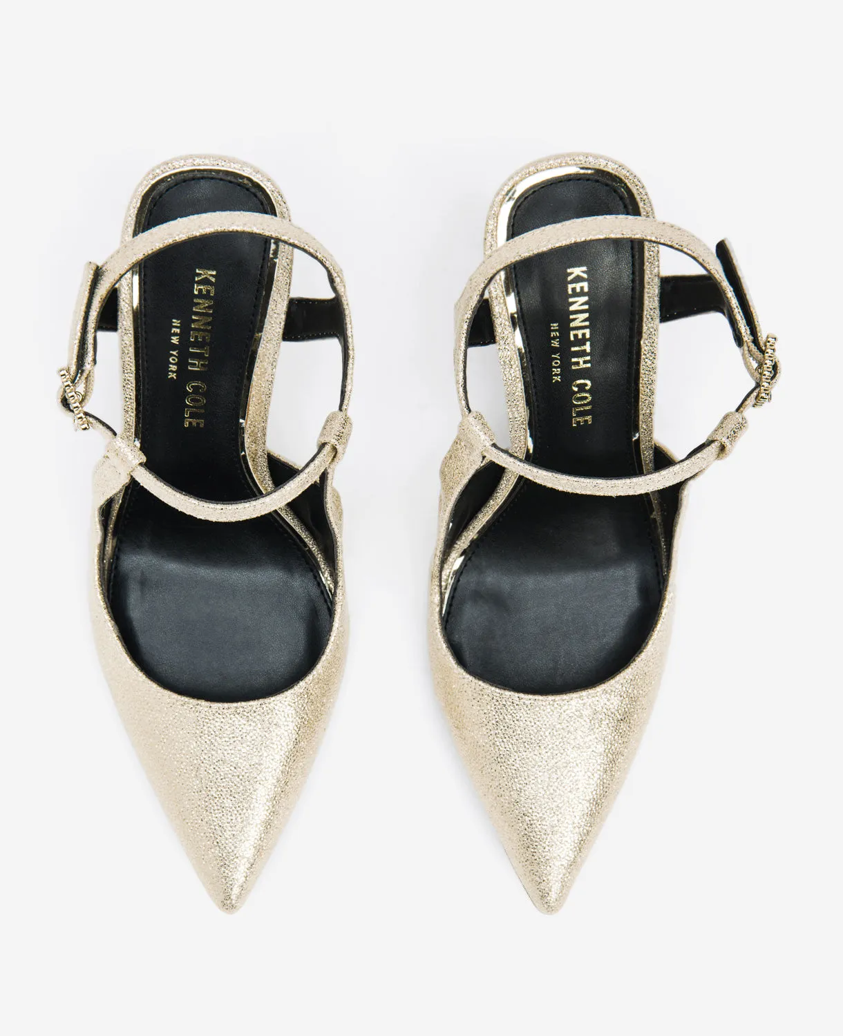 Romi Metallic Ankle Heel Slingback