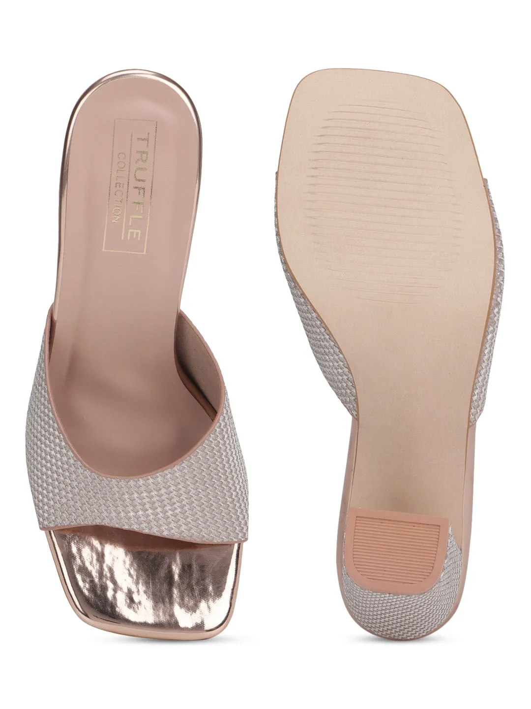Rose Gold Glitter Patent Leather Block Heel Mules (TC-SLC-N1105-RGLD)