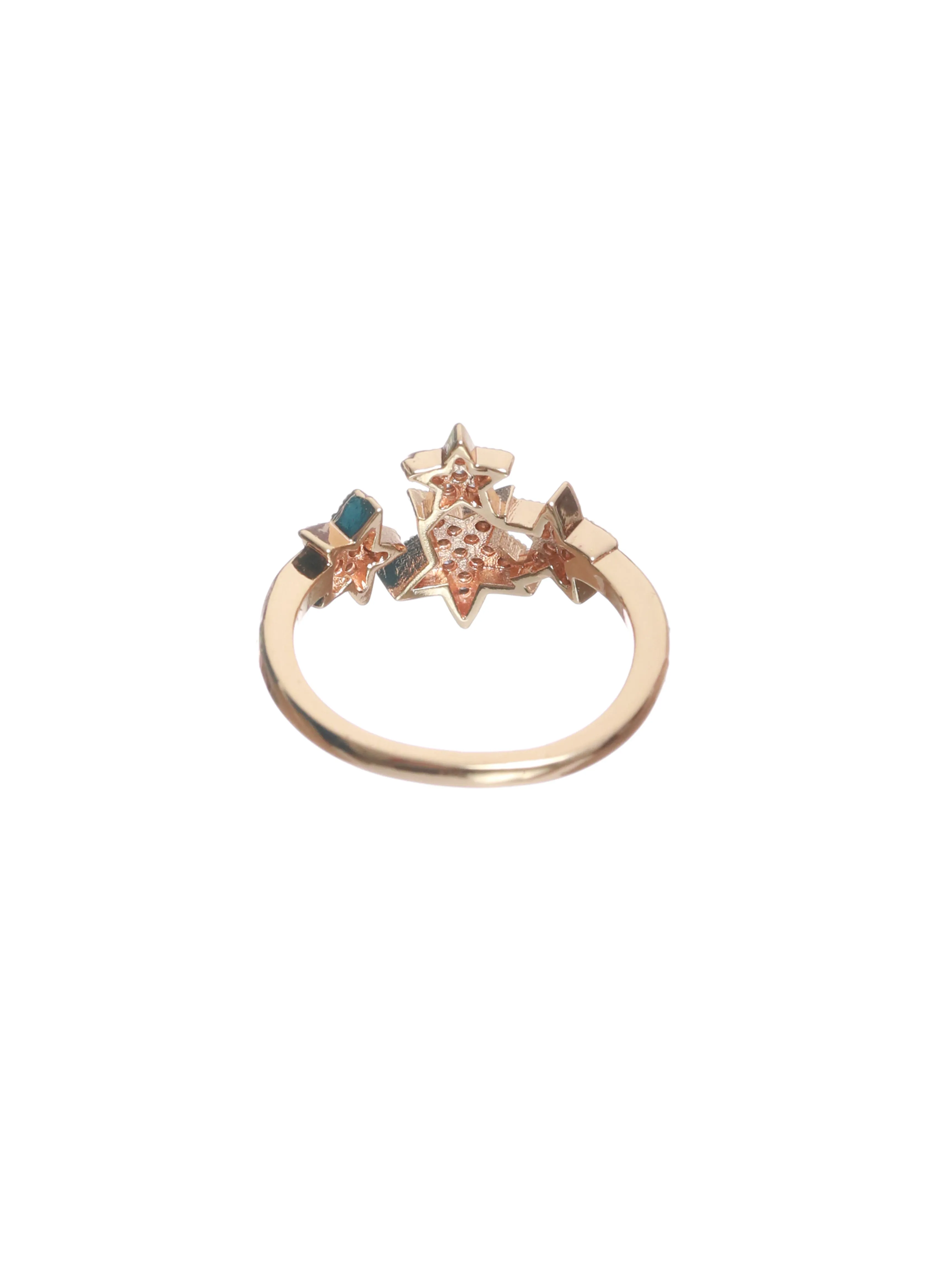 Rose Gold-Plated Cz-Studded Star Shaped Handcrafted Adjustable Finger Ring