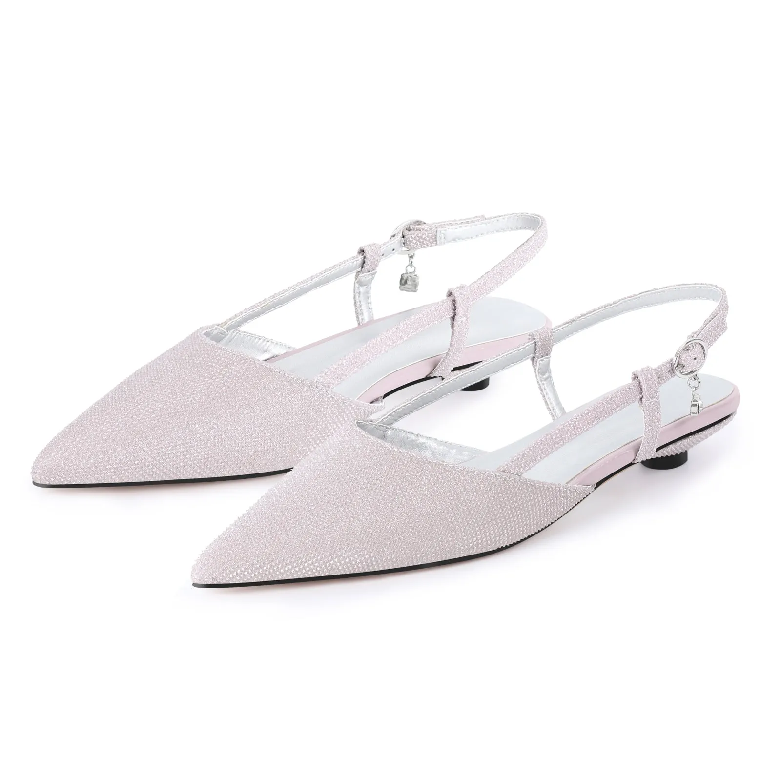 Round Heel Pointed Toe Slingback Flats