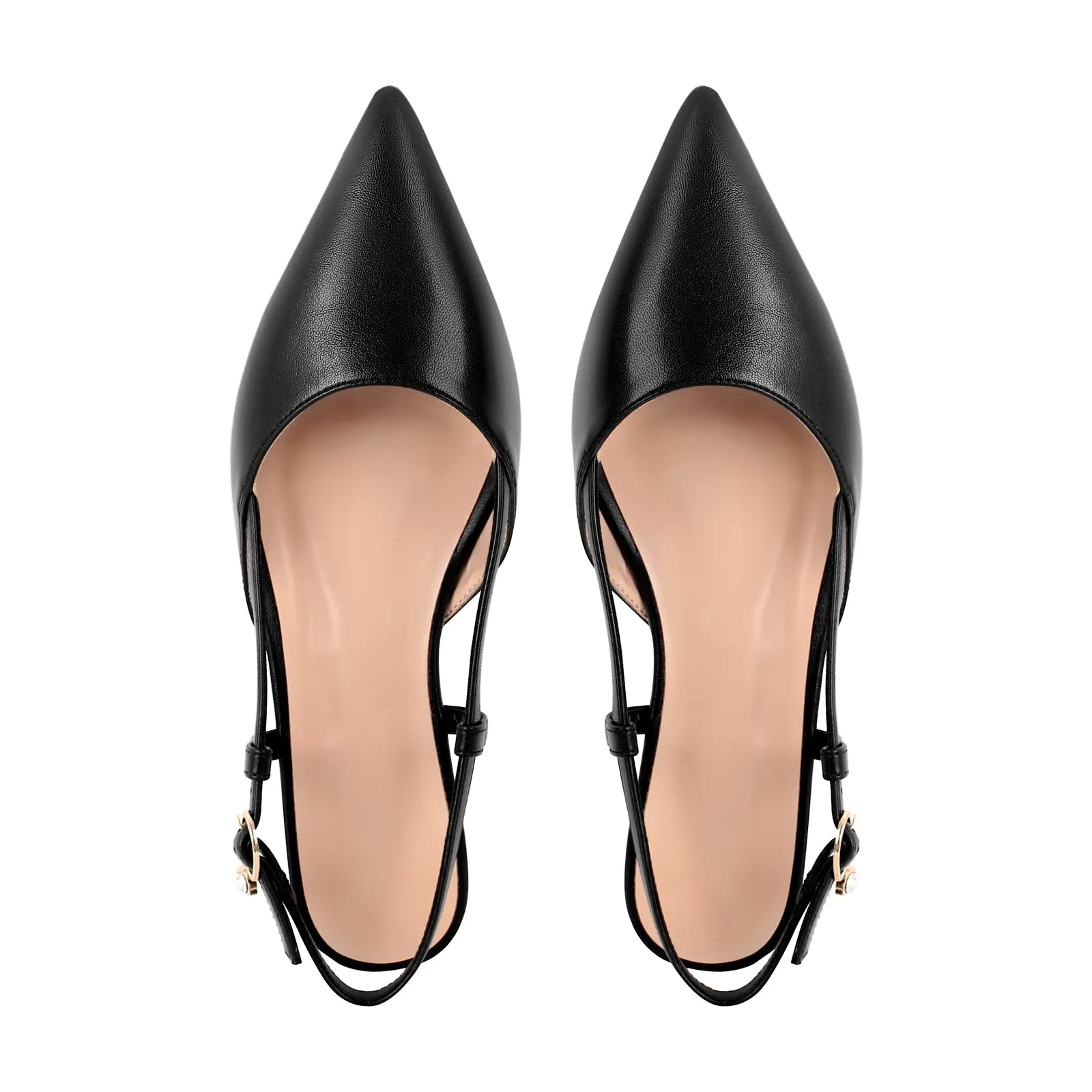 Round Heel Pointed Toe Slingback Flats