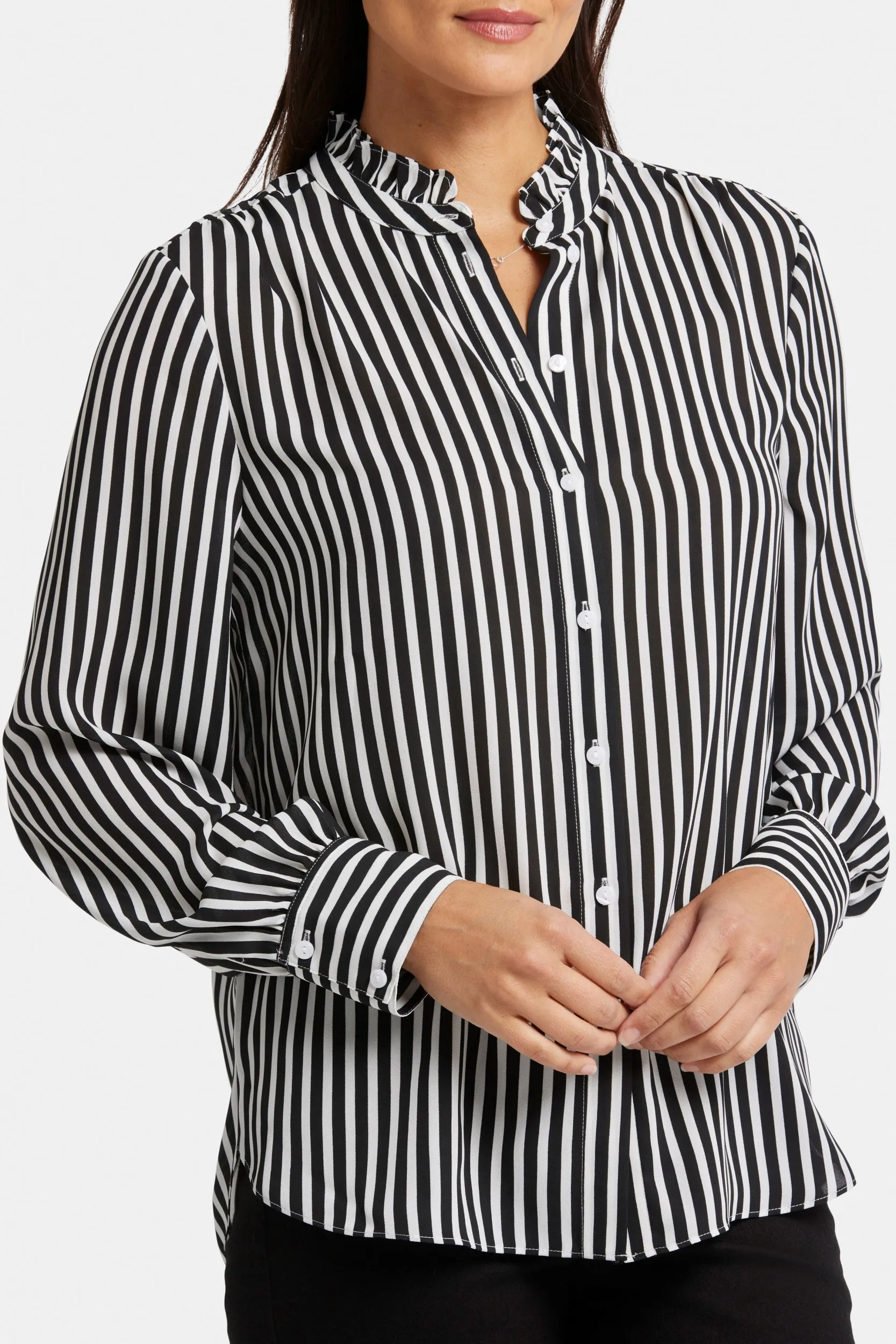 Ruffle Neck Blouse Striped | Citiscape